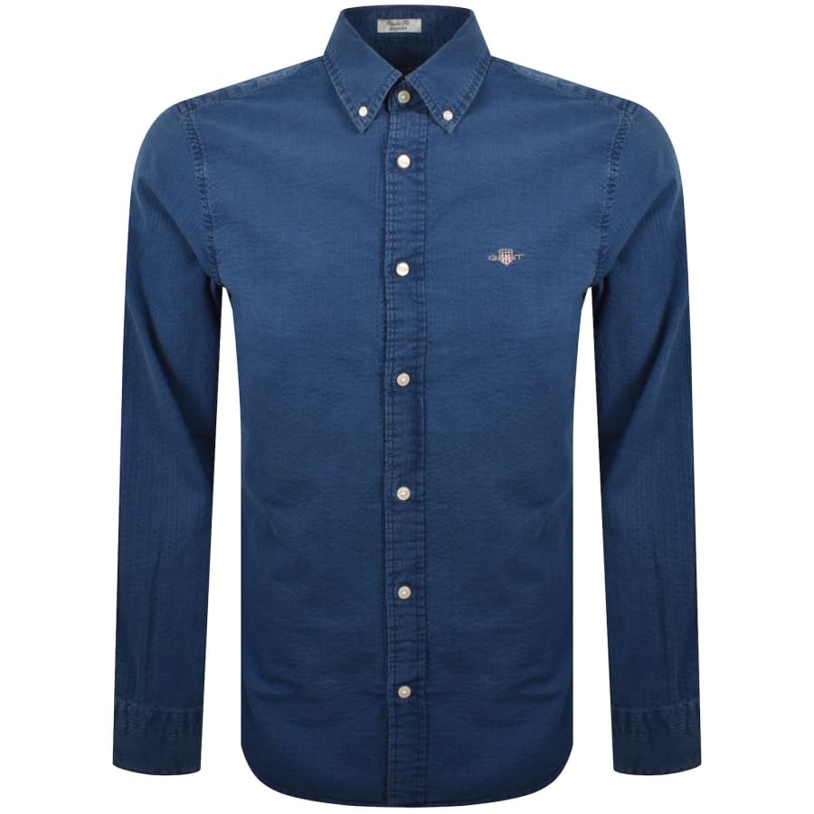 Image number 1 for Gant Indigo Seersucker Shirt Blue