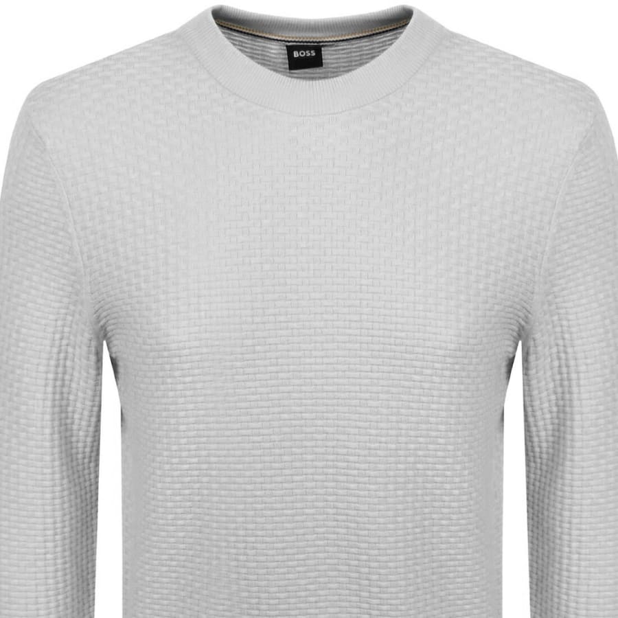 Image number 2 for BOSS Imberto Knit Jumper Open Grey