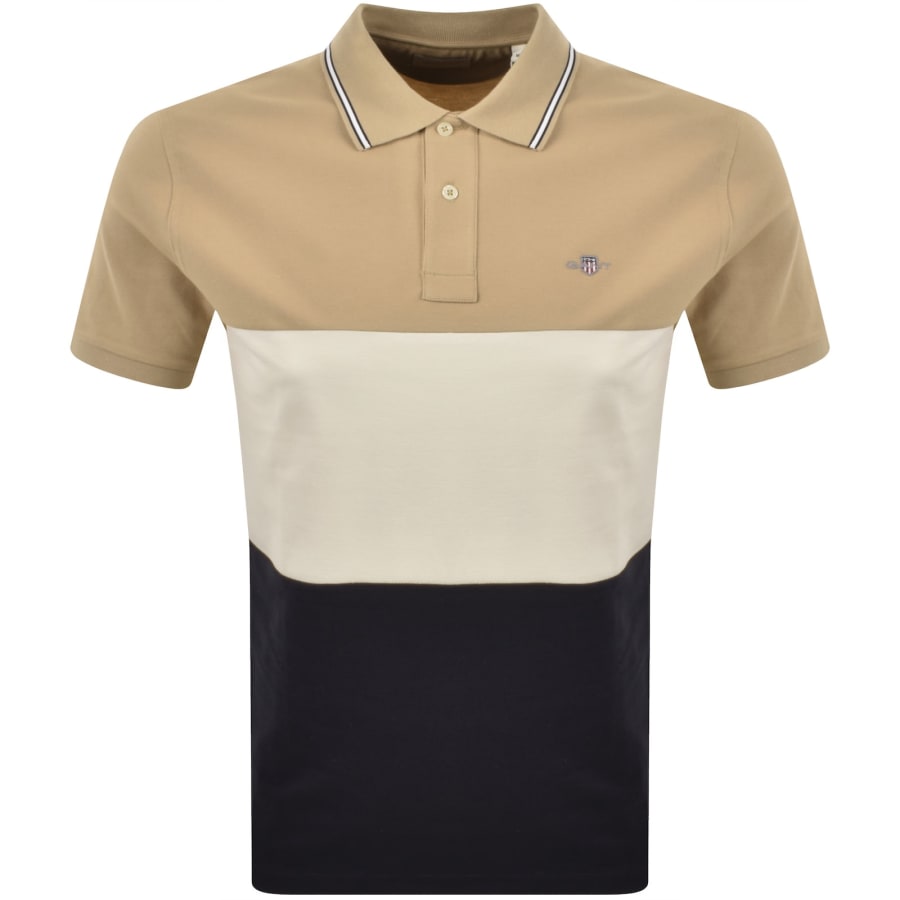 Image number 1 for Gant Colour Block Polo T Shirt Evening Blue