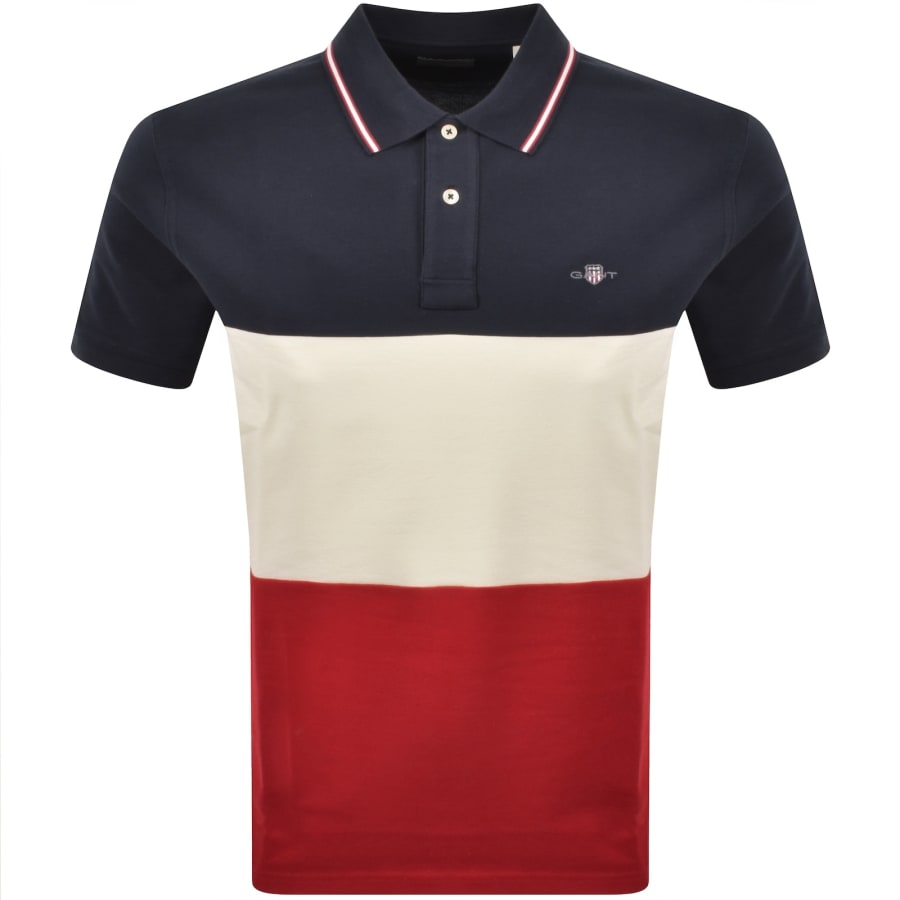 Image number 1 for Gant Colour Block Polo T Shirt Ruby Red