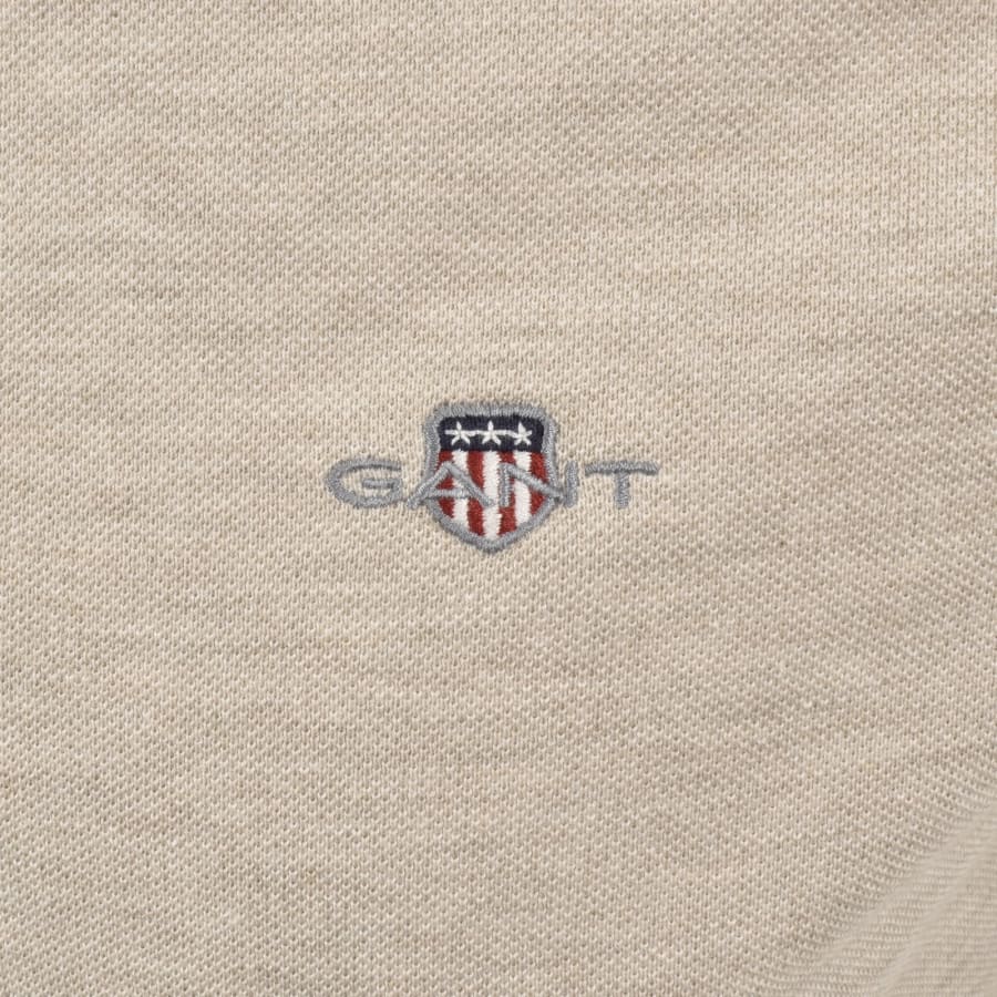 Image number 3 for Gant Regular Fit Shield Pique Polo T Shirt Beige