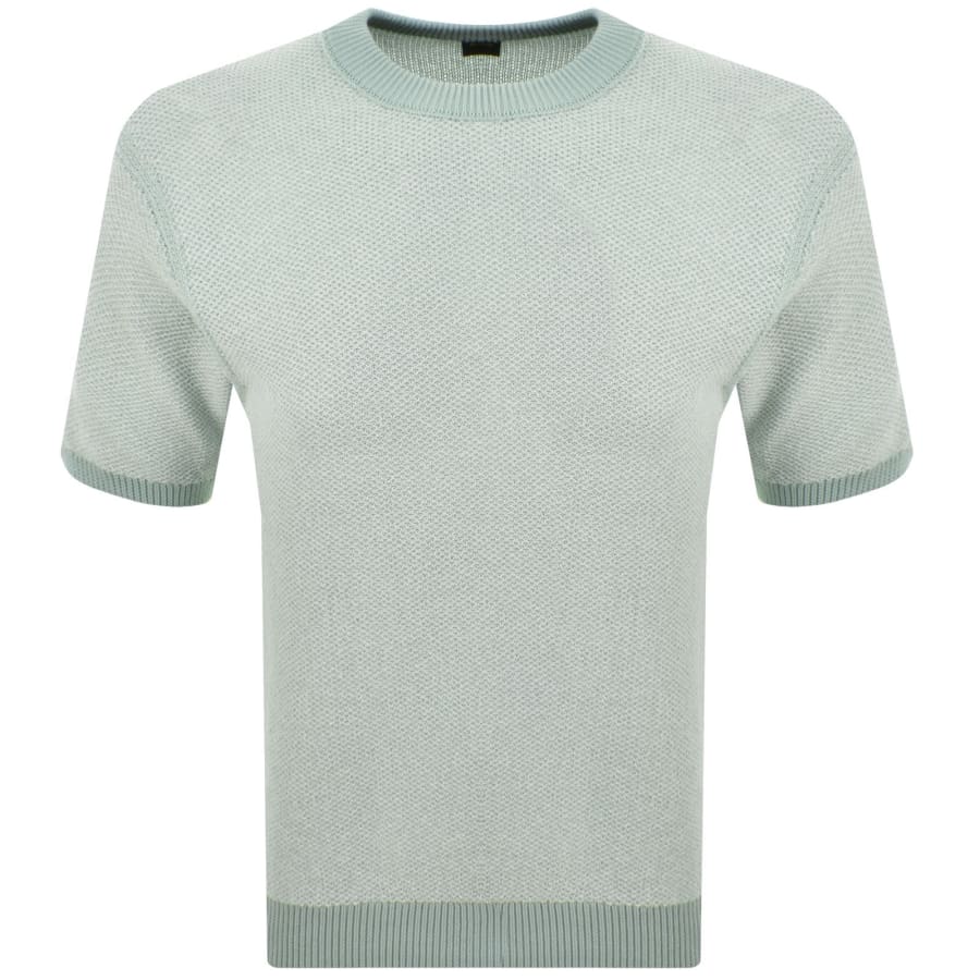 Image number 2 for BOSS Kantonio Short Sleeve Jumper Aqua Green