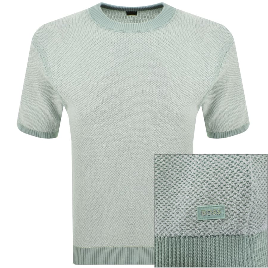 Image number 1 for BOSS Kantonio Short Sleeve Jumper Aqua Green