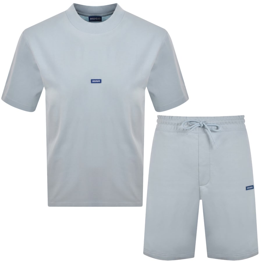 Image number 1 for HUGO Blue T Shirt And Short Set Open Blue