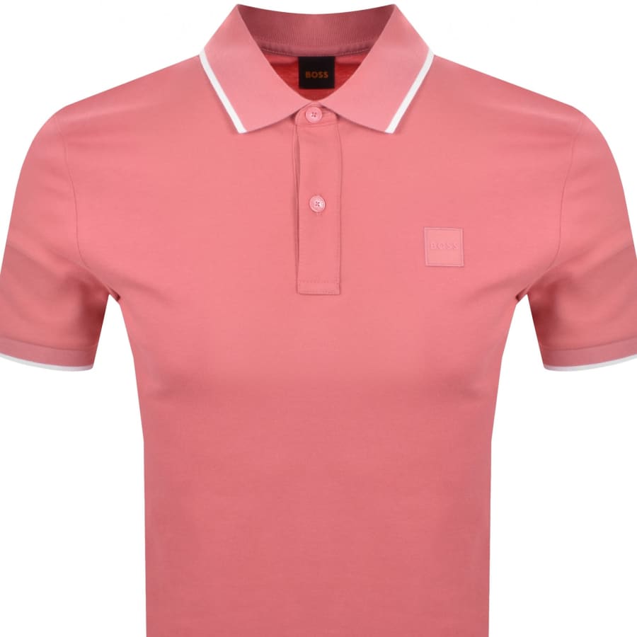 Image number 2 for BOSS Passertip Slim Fit Polo T Shirt Pink