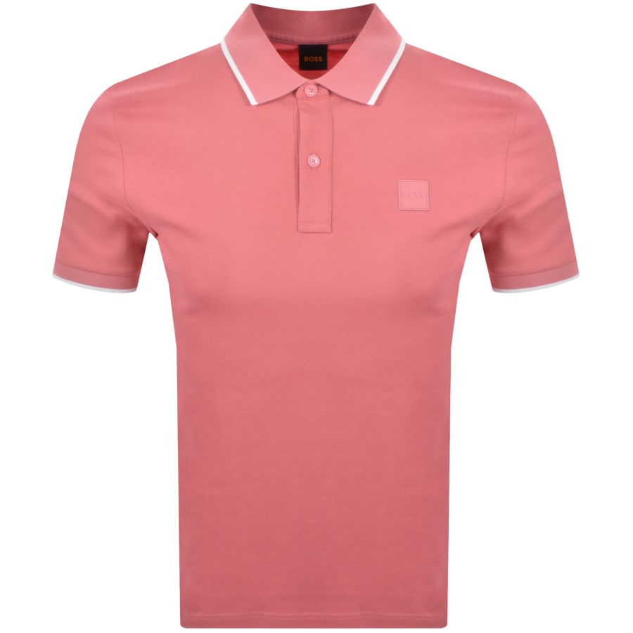 Image number 1 for BOSS Passertip Slim Fit Polo T Shirt Pink