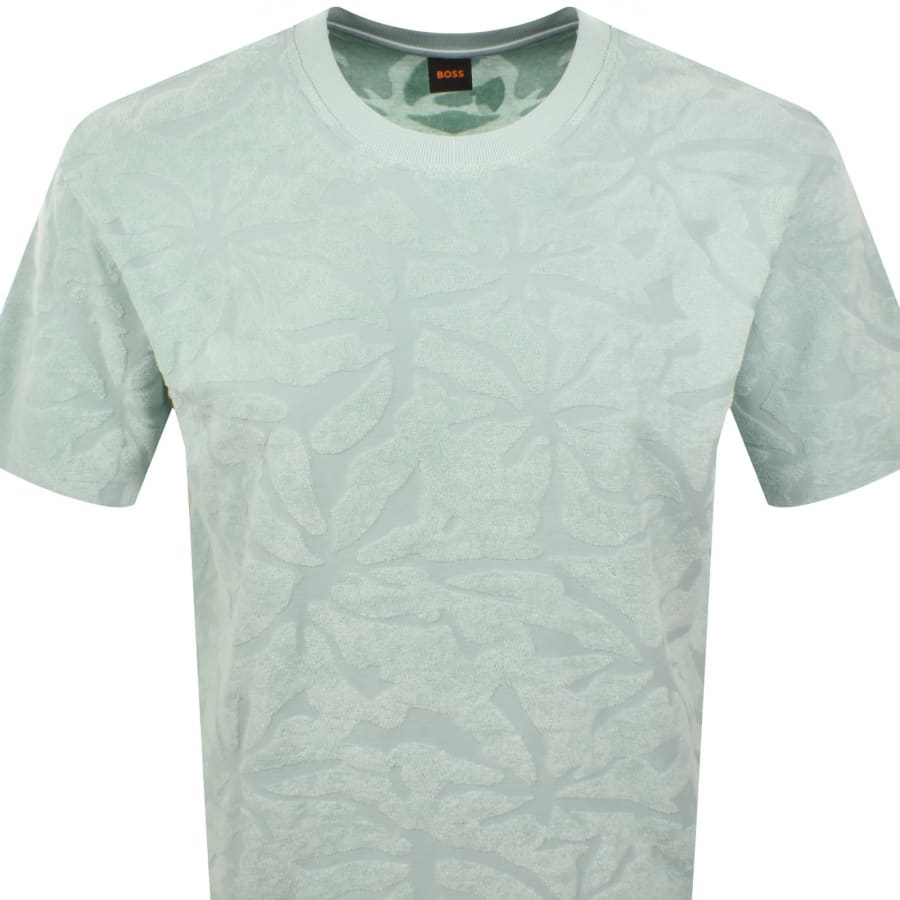 Image number 2 for BOSS Flower Towel T Shirt Aqua Green