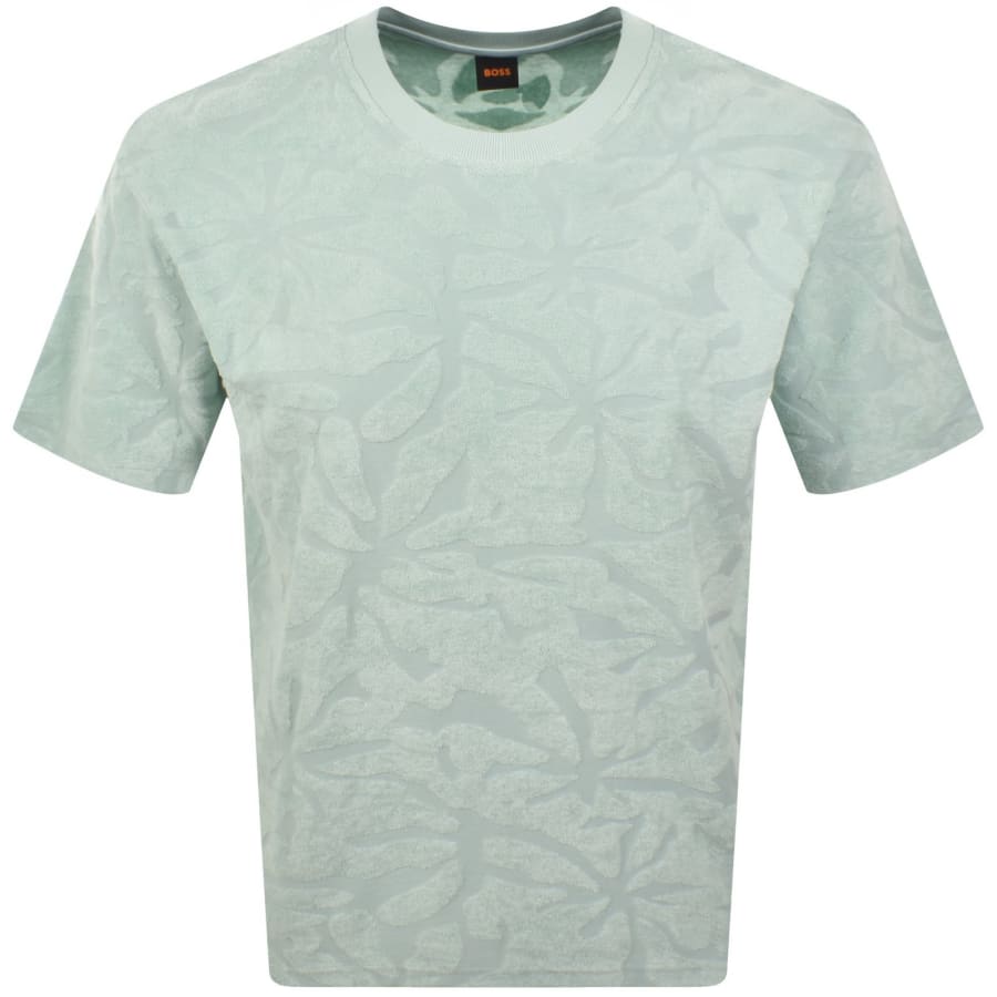 Image number 1 for BOSS Flower Towel T Shirt Aqua Green