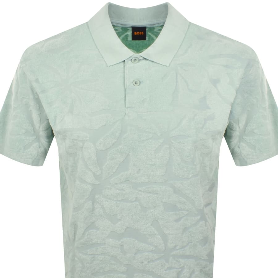 Image number 2 for BOSS Flower Towel Polo T Shirt Aqua Green