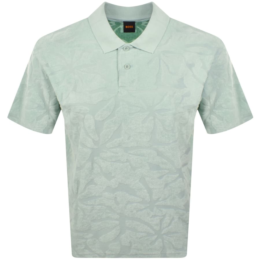 Image number 1 for BOSS Flower Towel Polo T Shirt Aqua Green