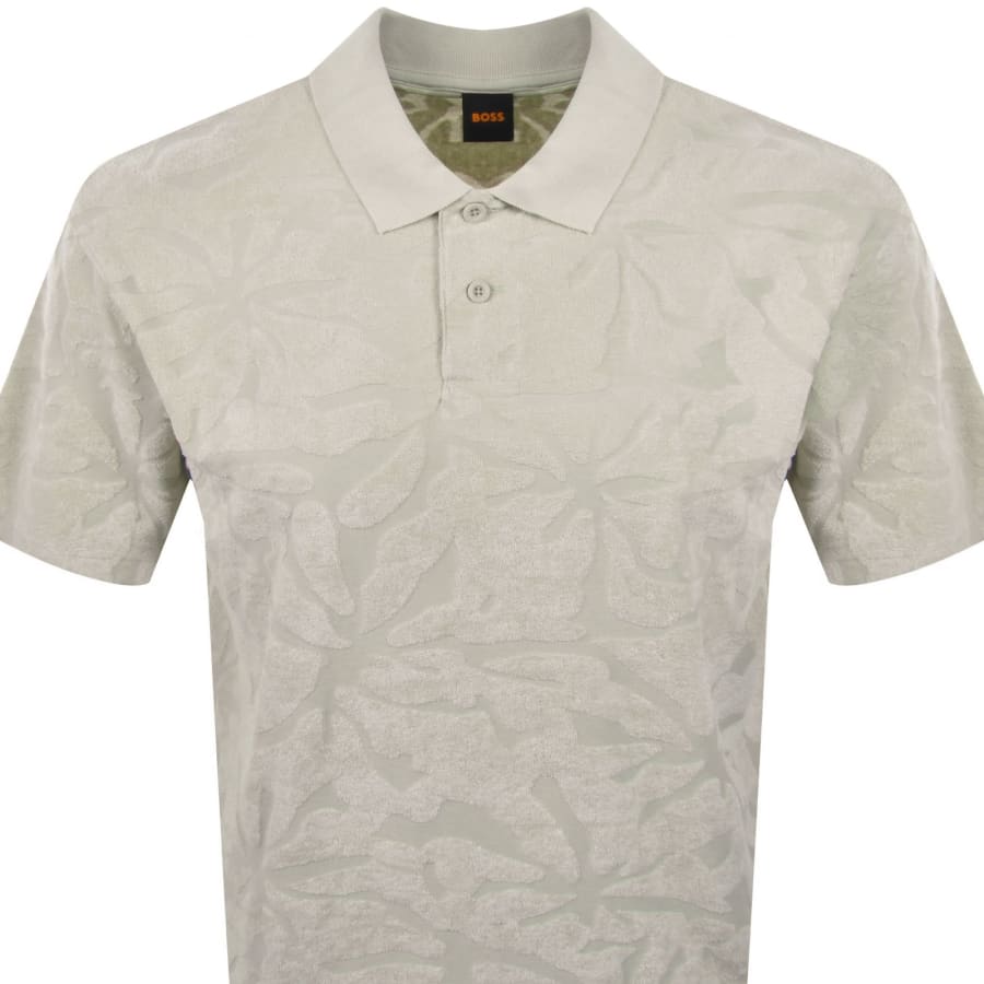 Image number 2 for BOSS Flower Towel Polo T Shirt Grey