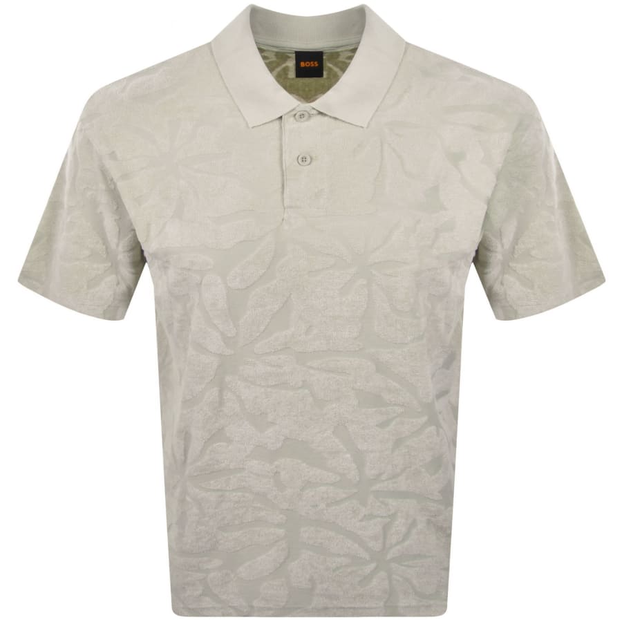 Image number 1 for BOSS Flower Towel Polo T Shirt Grey