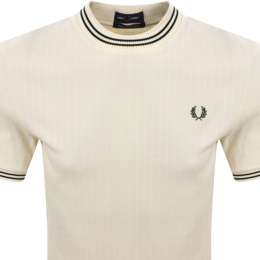 Image number 2 for Fred Perry Ribbed Jersey T Shirt Cream