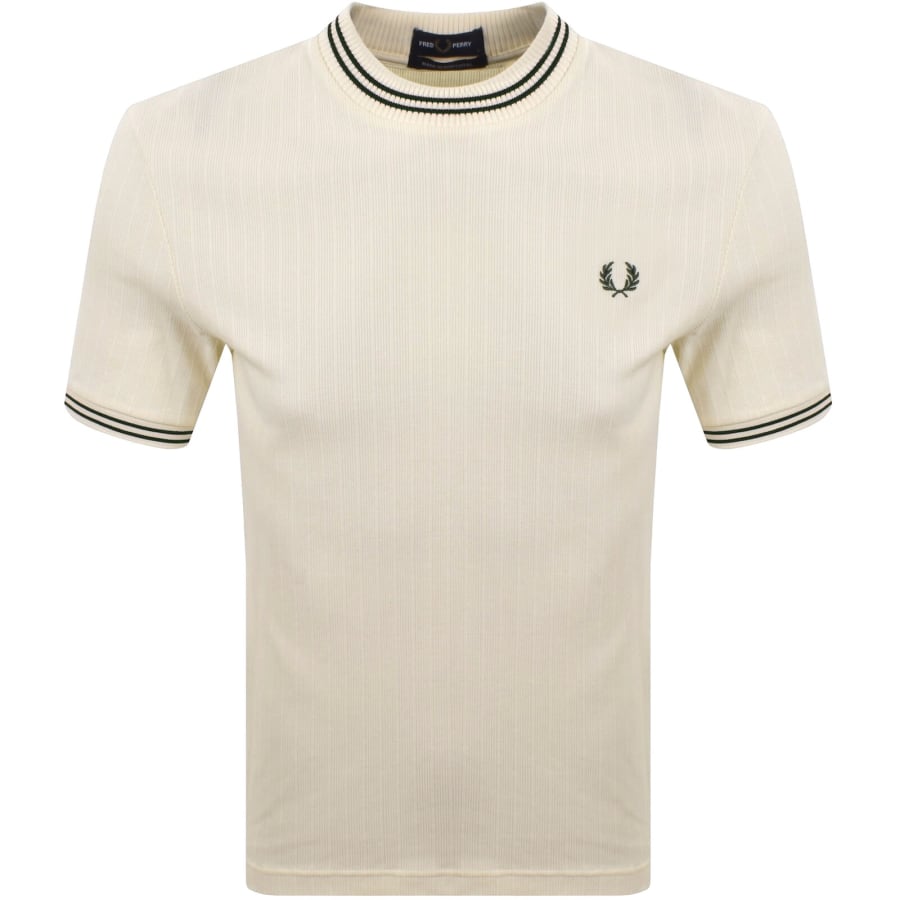 Image number 1 for Fred Perry Ribbed Jersey T Shirt Cream