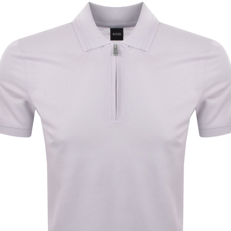 Image number 2 for BOSS Paras Quarter Zip Polo Purple