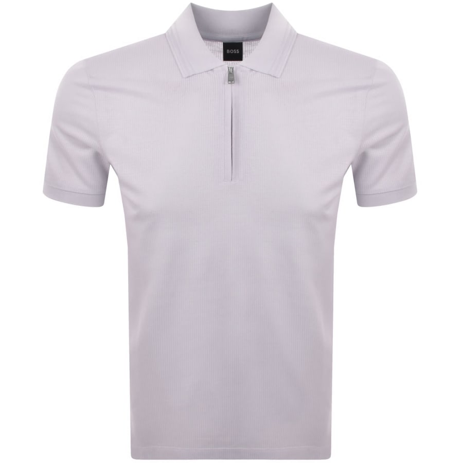 Image number 1 for BOSS Paras Quarter Zip Polo Purple