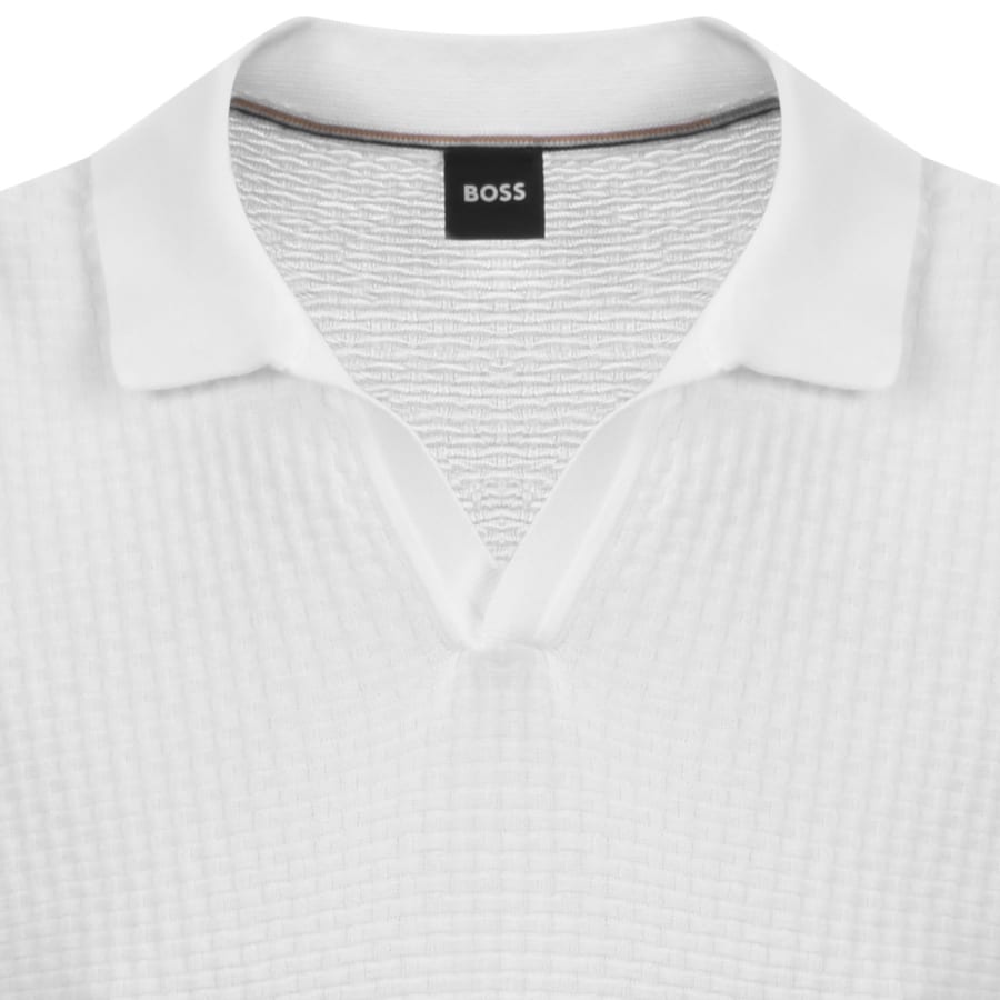Image number 3 for BOSS Knit Polo Jumper White