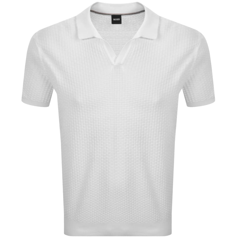 Image number 1 for BOSS Knit Polo Jumper White