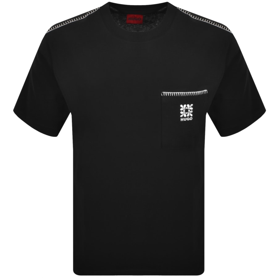 Image number 1 for HUGO Darro Overlock T Shirt Black