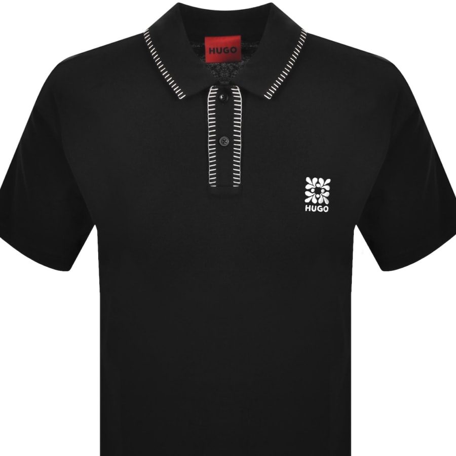 Image number 2 for HUGO Darro Overlock Polo T Shirt Black
