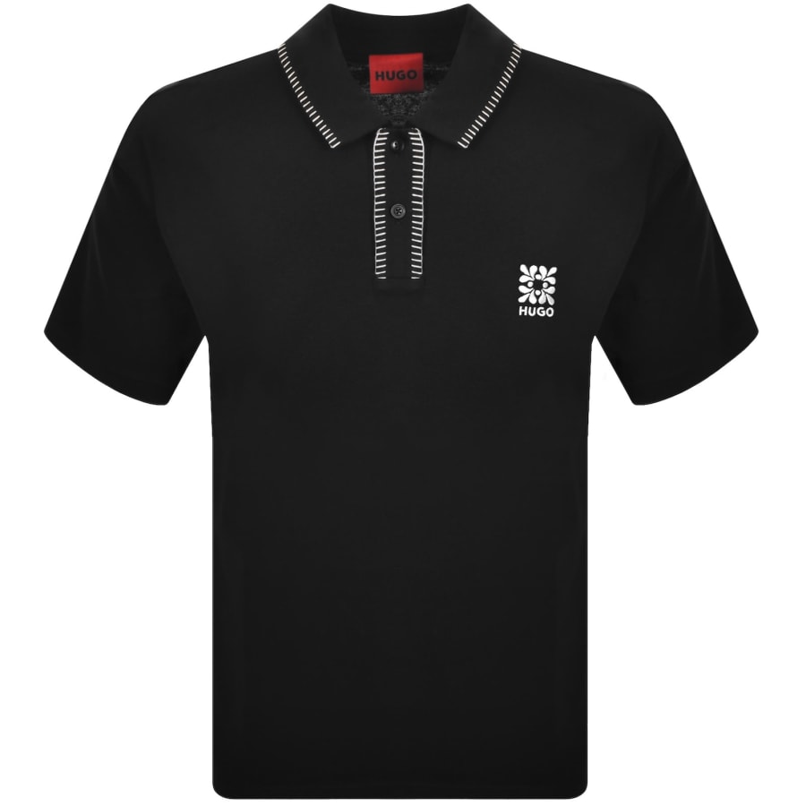 Image number 1 for HUGO Darro Overlock Polo T Shirt Black