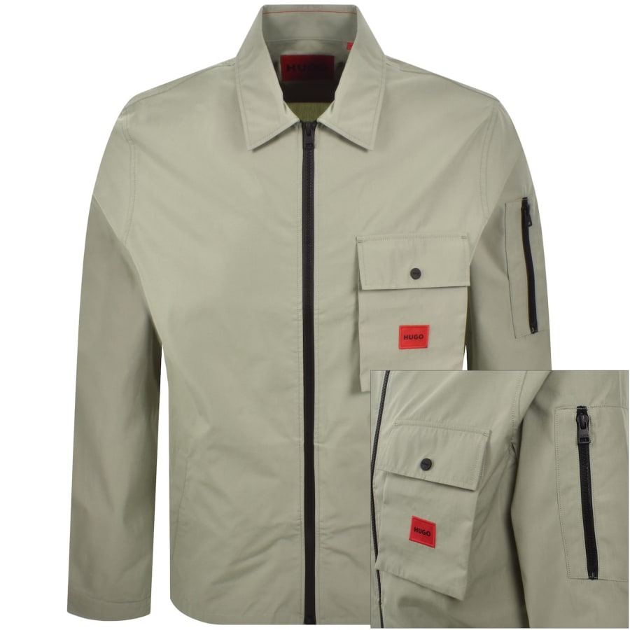 Image number 1 for HUGO Emmond Overshirt Light Green