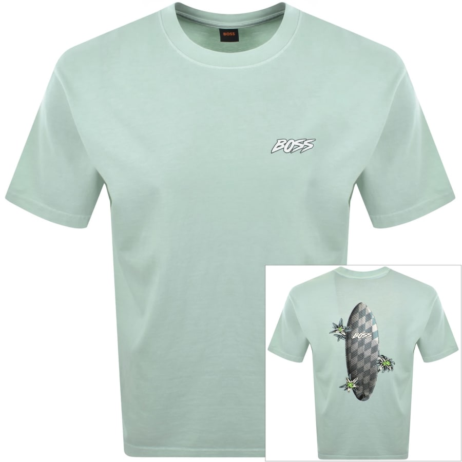 Image number 1 for BOSS Surf Washed T Shirt Aqua Green