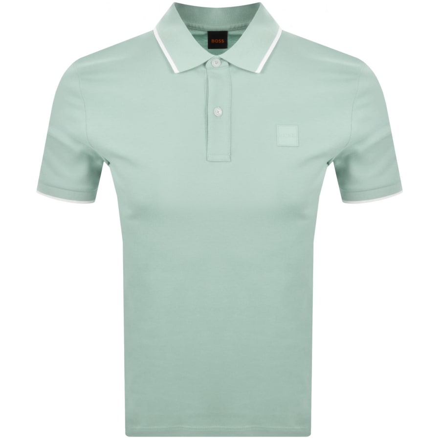 Image number 1 for BOSS Passertip Slim Fit Polo T Shirt Aqua Green