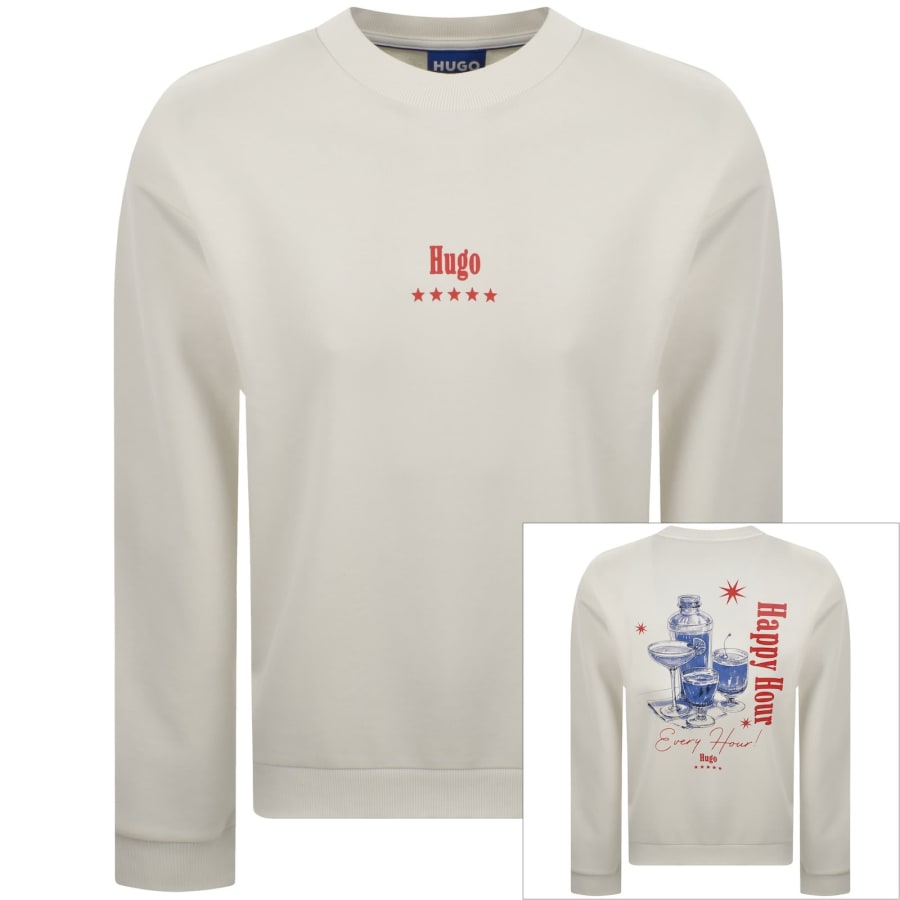 Image number 1 for HUGO Blue Nucavex Sweatshirt Cream