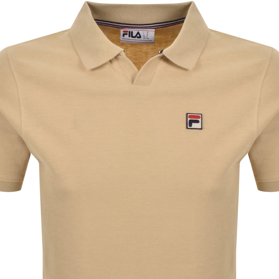 Image number 2 for Fila Tristiano Textured Polo T Shirt Beige
