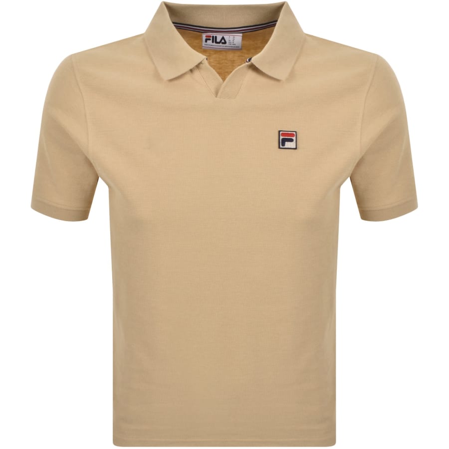 Image number 1 for Fila Tristiano Textured Polo T Shirt Beige