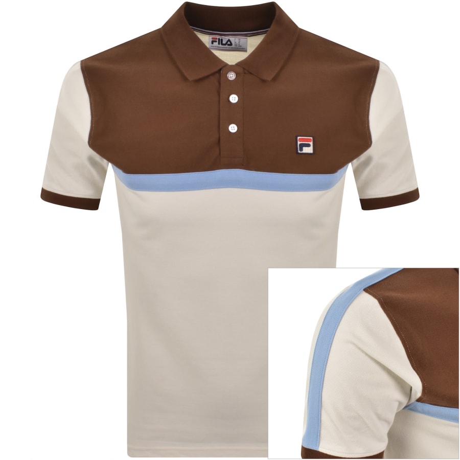 Image number 1 for Fila Mattia Contrast Panel Polo T Shirt Brown