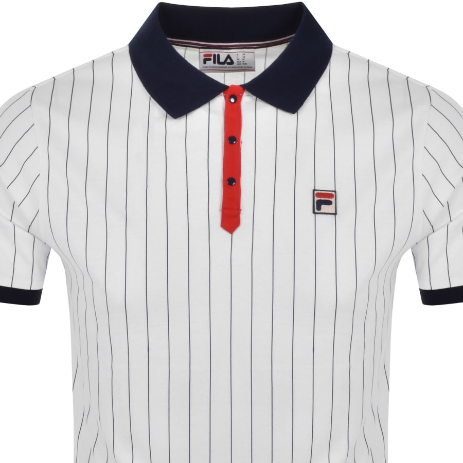 Image number 2 for Fila Pinstripe Polo T Shirt White