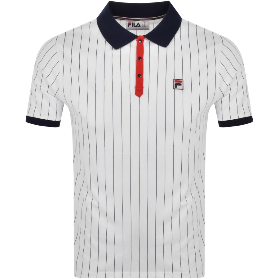 Image number 1 for Fila Pinstripe Polo T Shirt White