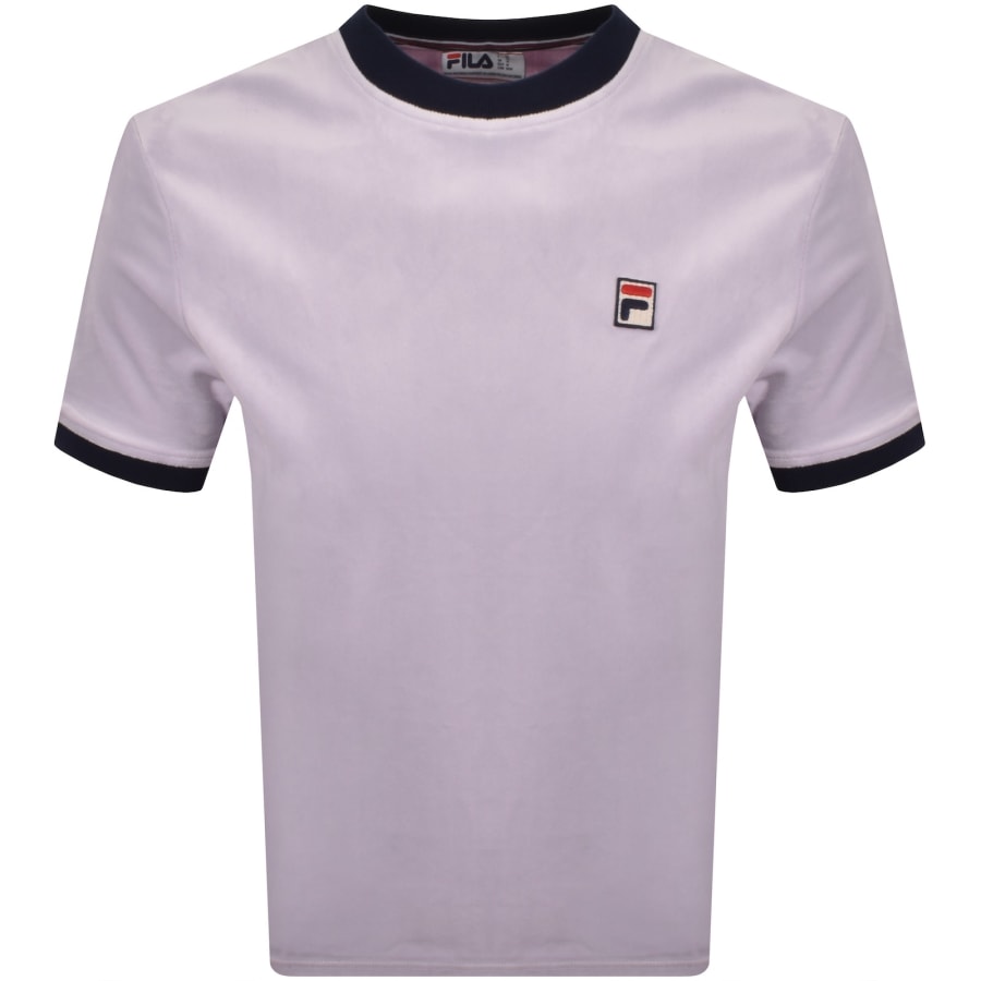 Image number 1 for Fila Basilio Velour T Shirt Misty Lilac