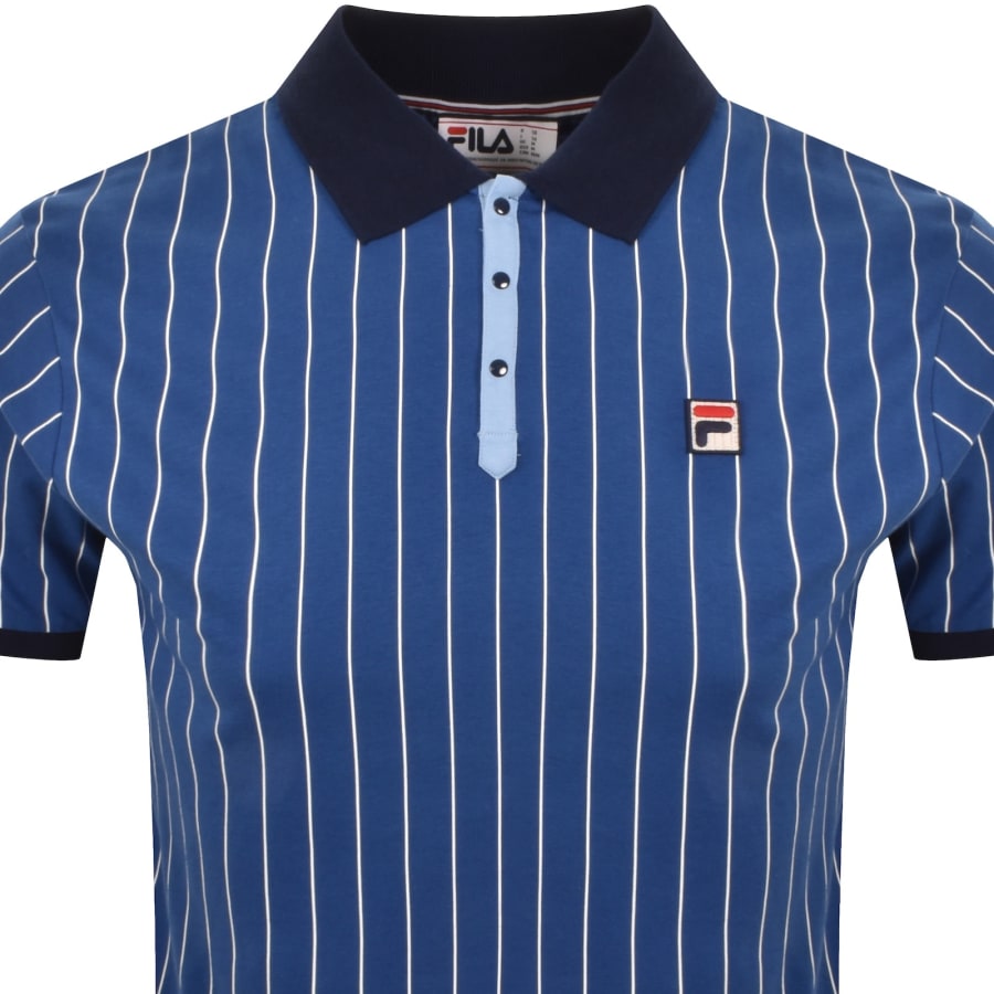 Image number 2 for Fila Pinstripe Polo T Shirt Blue