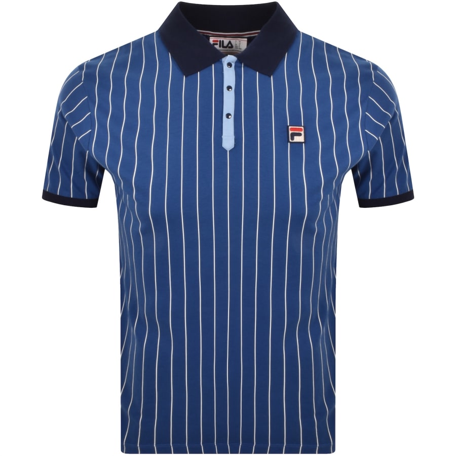 Image number 1 for Fila Pinstripe Polo T Shirt Blue