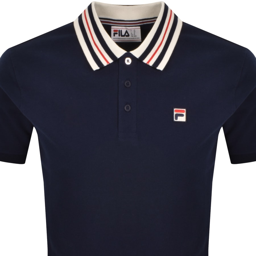 Image number 2 for Fila Achille Heritage Tape Polo T Shirt Navy