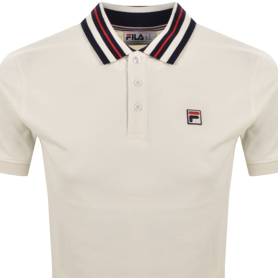 Image number 2 for Fila Achille Heritage Tape Polo T Shirt Off White