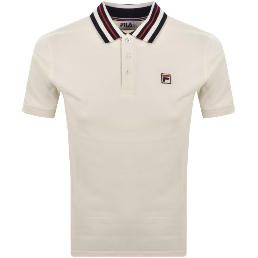 Image number 1 for Fila Achille Heritage Tape Polo T Shirt Off White