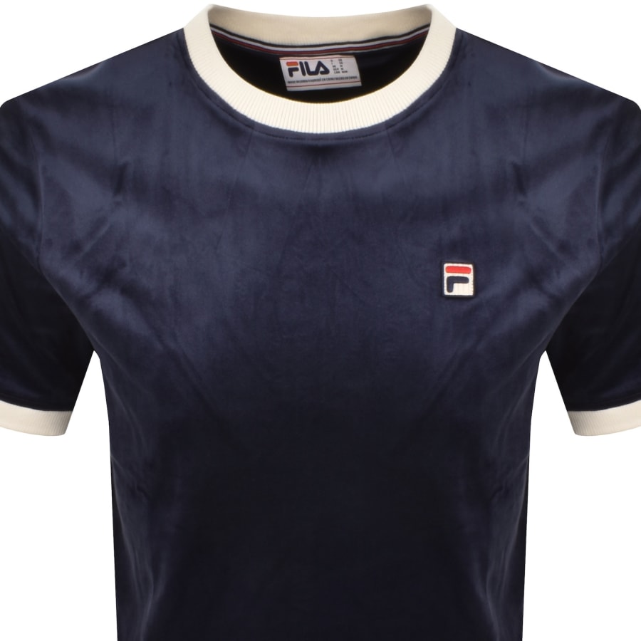 Image number 2 for Fila Basilio Velour T Shirt Navy