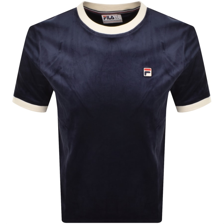 Image number 1 for Fila Basilio Velour T Shirt Navy