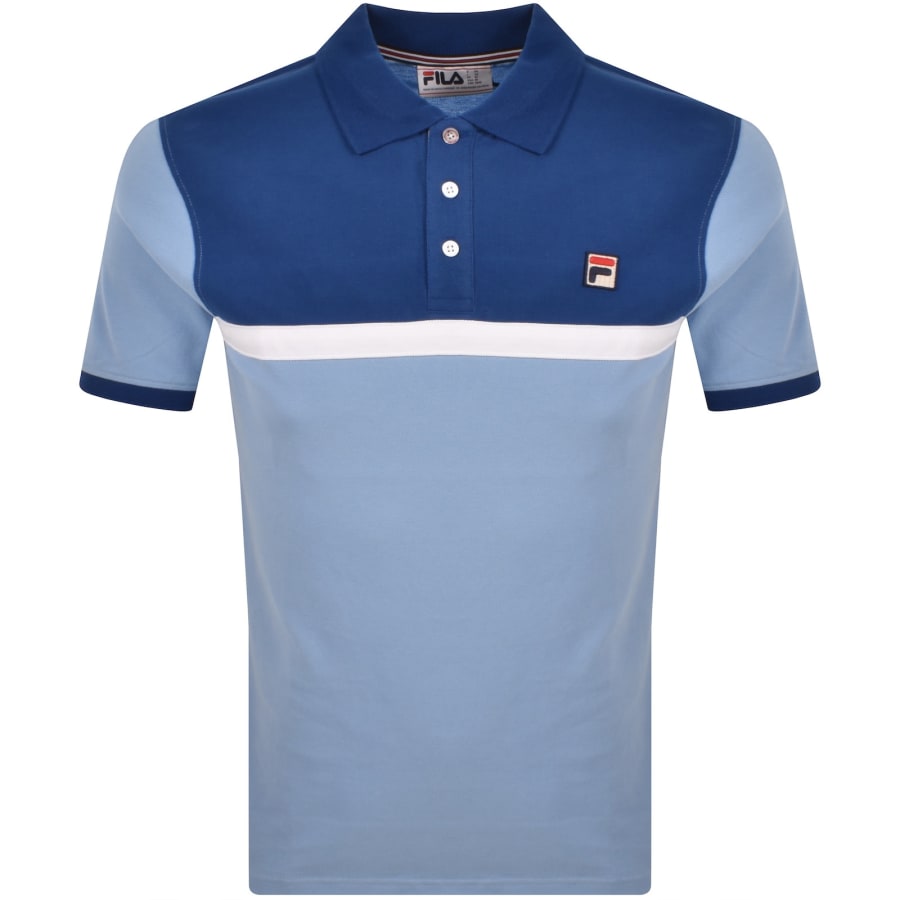 Image number 2 for Fila Mattia Contrast Panel Polo T Shirt Blue
