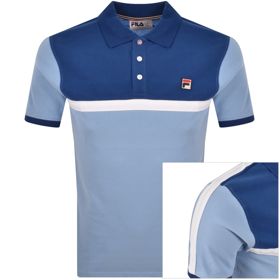 Image number 1 for Fila Mattia Contrast Panel Polo T Shirt Blue