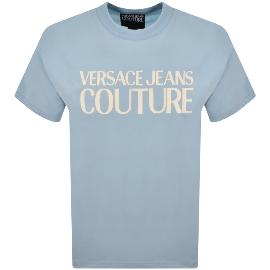 Image number 1 for Versace Jeans Couture Rubber Logo T Shirt Blue
