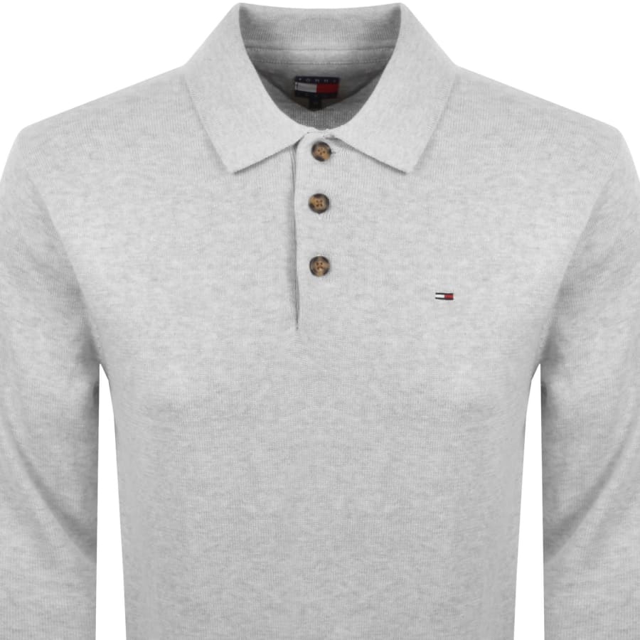 Image number 2 for Tommy Jeans Slim Fit Polo Jumper Grey Heather