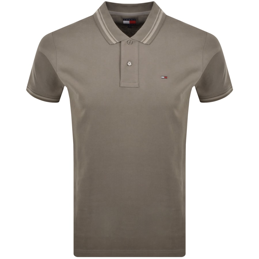 Image number 1 for Tommy Jeans Tipped Polo T Shirt Brown