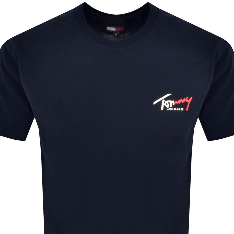 Image number 2 for Tommy Jeans Chest Logo T Shirt Navy