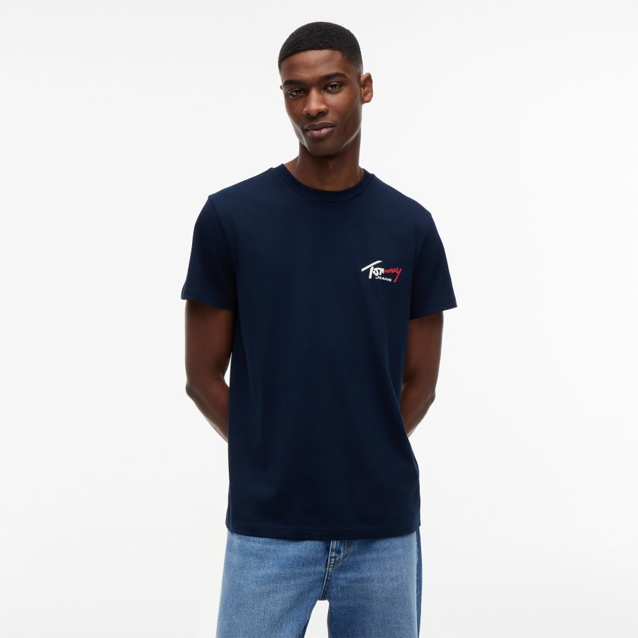 Image number 5 for Tommy Jeans Chest Logo T Shirt Navy