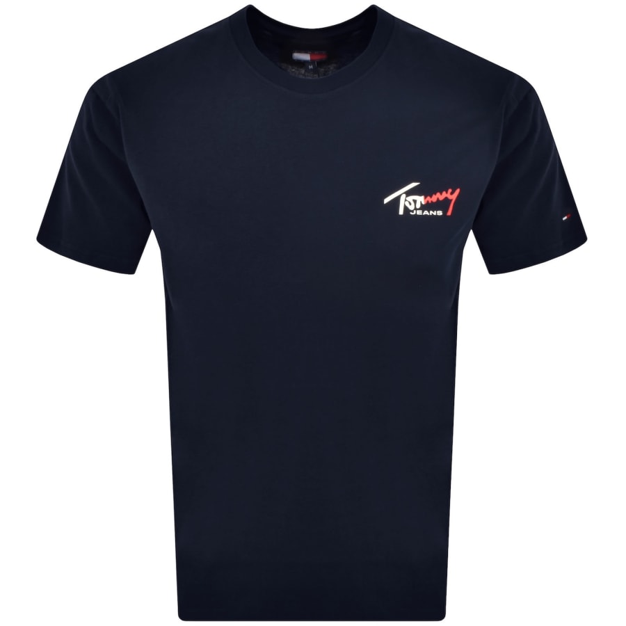 Image number 1 for Tommy Jeans Chest Logo T Shirt Navy